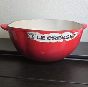 VINTAGE Le Creuset Cherry Red Enamel Cast Iron Dutch Oven